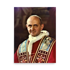 Pope Paul VI poster on a plain backdrop in size 18"x24".