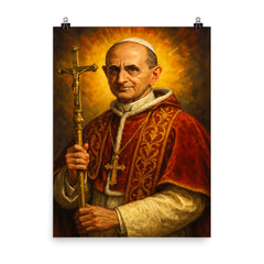 Pope Paul VI poster on a plain backdrop in size 8"x10".