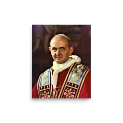 Pope Paul VI poster on a plain backdrop in size 8"x10".