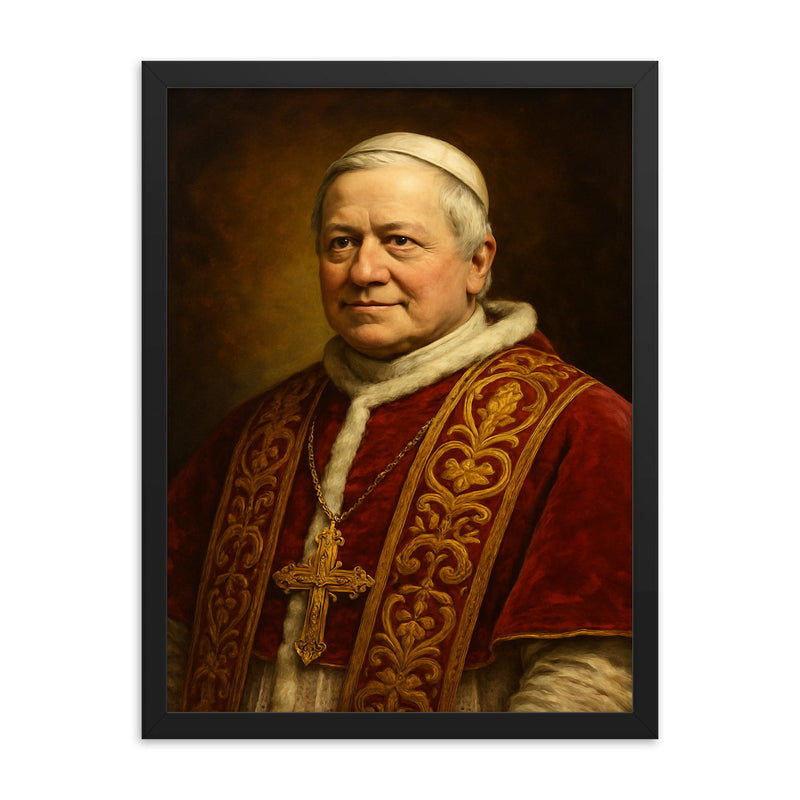 Pope Pius IX framed print on a plain backdrop in size 18