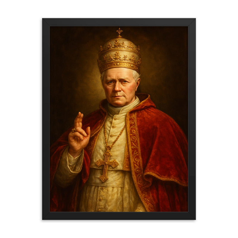 Pope Pius X framed print on a plain backdrop in size 18