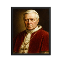 Pope Pius X portrait framed print on a plain backdrop in size 16"x20".