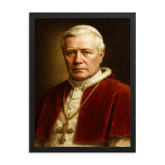 Pope Pius X portrait framed print on a plain backdrop in size 18"x24".