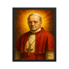 Pope Pius XI framed print on a plain backdrop in size 16"x20".