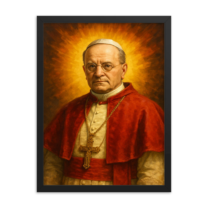 Pope Pius XI framed print on a plain backdrop in size 18