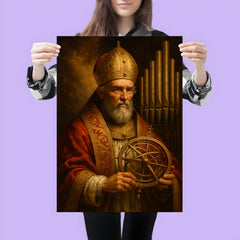 Pope Sylvester II with astrolabe and organ pipes poster 3