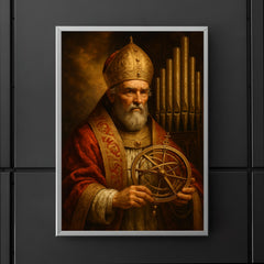 Pope Sylvester II with astrolabe and organ pipes poster 5