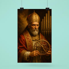 Pope Sylvester II with astrolabe and organ pipes poster 6