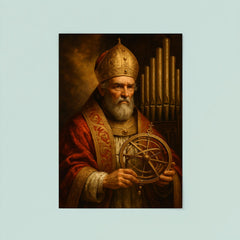 Pope Sylvester II with astrolabe and organ pipes poster 8