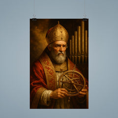 Pope Sylvester II with astrolabe and organ pipes poster 9