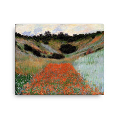 Poppy Field in a Hollow near Giverny by Claude Monet canvas print on a plain backdrop in size 16"x20".