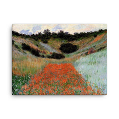 Poppy Field in a Hollow near Giverny by Claude Monet canvas print on a plain backdrop in size 18"x24".