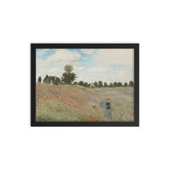 Poppy Field near Argenteuil  Monet 1873 framed print on a plain backdrop in size 12"x16".