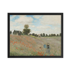Poppy Field near Argenteuil  Monet 1873 framed print on a plain backdrop in size 16"x20".