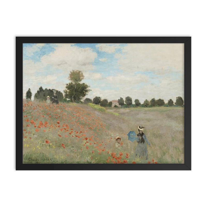 Poppy Field near Argenteuil  Monet 1873 framed print on a plain backdrop in size 18