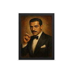 Porfirio Rubirosa framed print on a plain backdrop in size 12"x16".