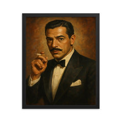 Porfirio Rubirosa framed print on a plain backdrop in size 16"x20".