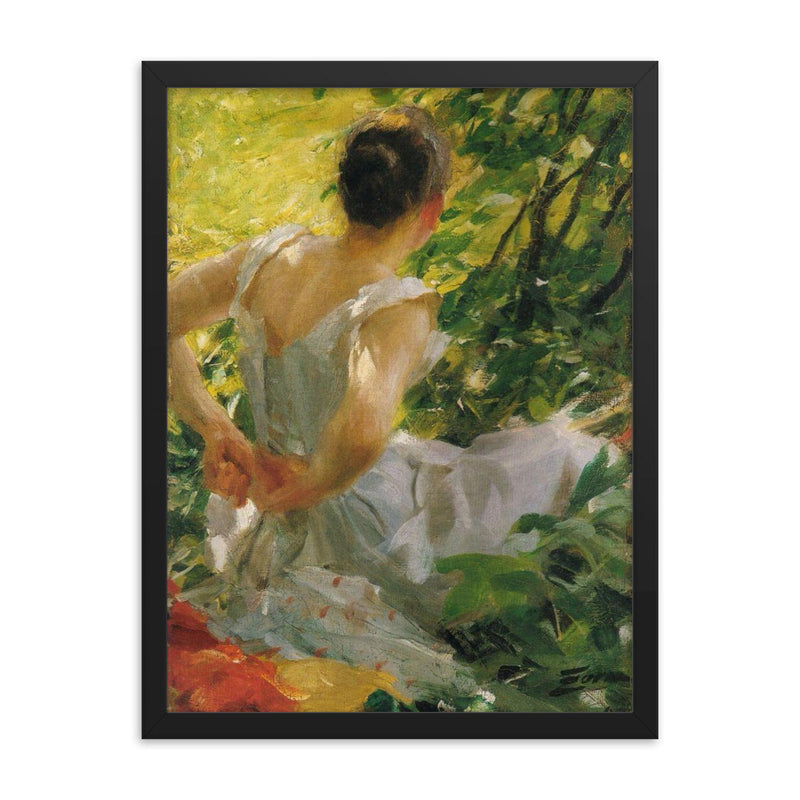 Portrait by Anders Zorn, Swedish Artist (1860-1920) framed print on a plain backdrop in size 18