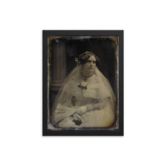Portrait of a Bride by Southworth and Hawes, c. 1850 framed print on a plain backdrop in size 12"x16".