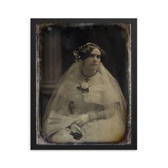 Portrait of a Bride by Southworth and Hawes, c. 1850 framed print on a plain backdrop in size 16"x20".