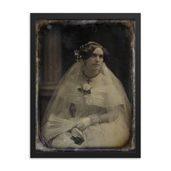 Portrait of a Bride by Southworth and Hawes, c. 1850 framed print on a plain backdrop in size 18"x24".