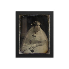 Portrait of a Bride by Southworth and Hawes, c. 1850 framed print on a plain backdrop in size 8"x10".