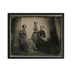 Portrait of a Mother and Two Daughters by Southworth and Hawes, c. 1856 framed print on a plain backdrop in size 16"x20".
