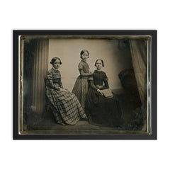 Portrait of a Mother and Two Daughters by Southworth and Hawes, c. 1856 framed print on a plain backdrop in size 18"x24".