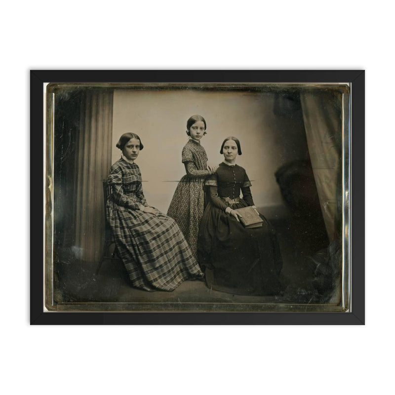 Portrait of a Mother and Two Daughters by Southworth and Hawes, c. 1856 framed print on a plain backdrop in size 18