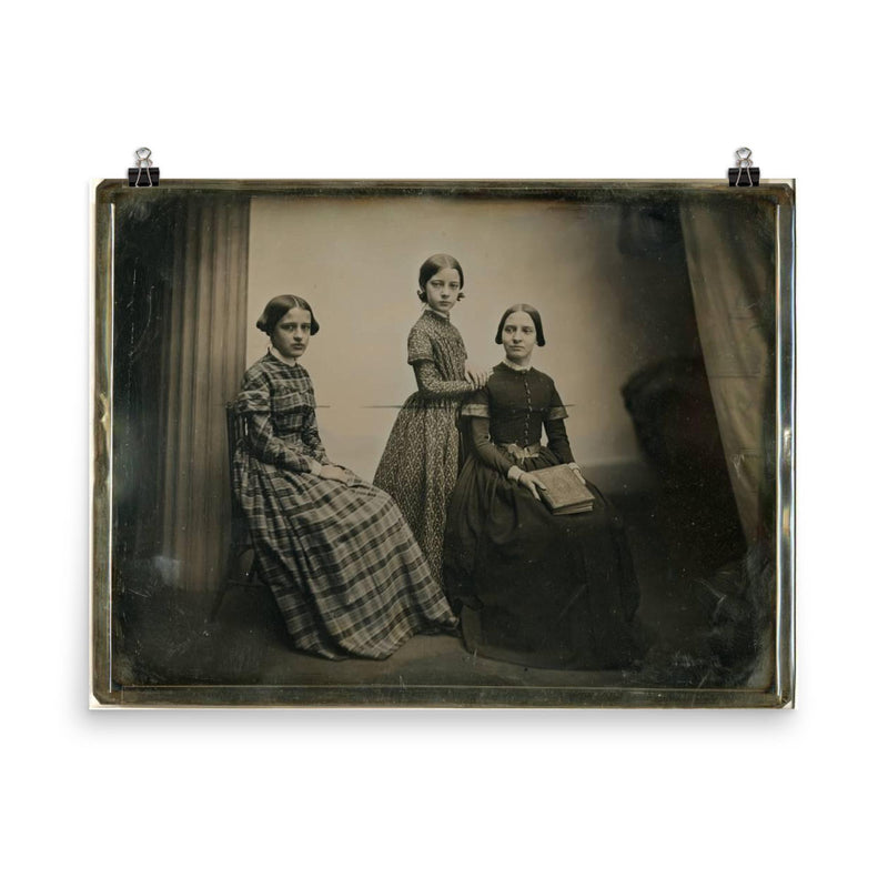 Portrait of a Mother and Two Daughters by Southworth and Hawes, c. 1856 poster on a plain backdrop in size 8