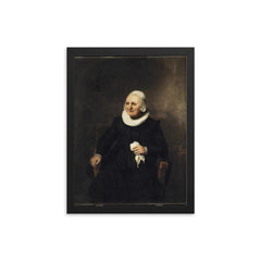 Portrait of a Seated Woman with Handkerchief by Carel Fabritius framed print on a plain backdrop in size 12"x16".