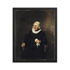 Portrait of a Seated Woman with Handkerchief by Carel Fabritius framed print on a plain backdrop in size 16"x20".