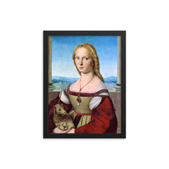 Portrait of a Young Lady with a Unicorn by Raphael framed print on a plain backdrop in size 12"x16".