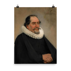 Portrait of Abraham de Potter by Carel Fabritius poster on a plain backdrop in size 8"x10".