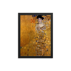 Portrait of Adele Bloch-Bauer I by Gustav Klimt, 1907 framed print on a plain backdrop in size 12"x16".