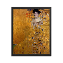 Portrait of Adele Bloch-Bauer I by Gustav Klimt, 1907 framed print on a plain backdrop in size 16"x20".