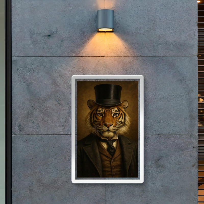 Portrait of an extremely well dressed tiger in vintage suit and top hat poster 2