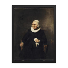 Portrait of an Old Woman with a Handkerchief by Carel Fabritius framed print on a plain backdrop in size 18"x24".
