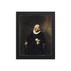 Portrait of an Old Woman with a Handkerchief by Carel Fabritius framed print on a plain backdrop in size 8"x10".