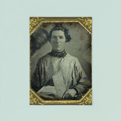 Portrait of an Unidentified Man Holding a Book with Another Man Behind Him, c. 1840s poster 8