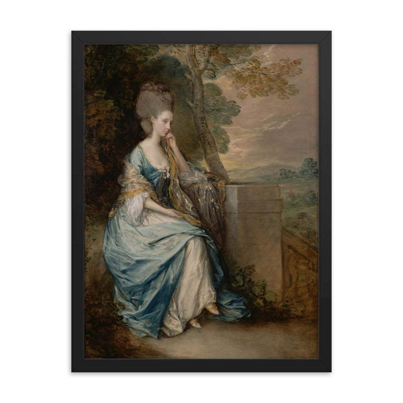 Portrait of Anne, Countess of Chesterfield by Gainsborough framed print on a plain backdrop in size 18