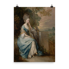 Portrait of Anne, Countess of Chesterfield by Gainsborough poster on a plain backdrop in size 8"x10".