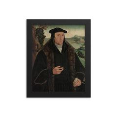 Portrait of Cornelius Aerentsz van der Dussin by Jan Van Scorel framed print on a plain backdrop in size 8"x10".