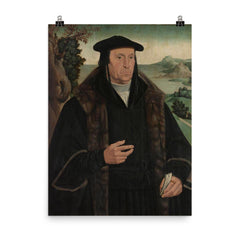 Portrait of Cornelius Aerentsz van der Dussin by Jan Van Scorel poster on a plain backdrop in size 8"x10".