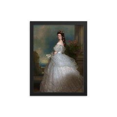 Portrait of Empress Elisabeth of Austria by Franz Xaver Winterhalter framed print on a plain backdrop in size 12"x16".