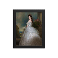 Portrait of Empress Elisabeth of Austria by Franz Xaver Winterhalter framed print on a plain backdrop in size 8"x10".