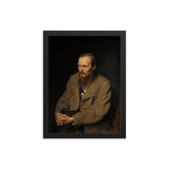 Portrait of Fyodor Dostoevsky by Vasili Perov framed print on a plain backdrop in size 12"x16".