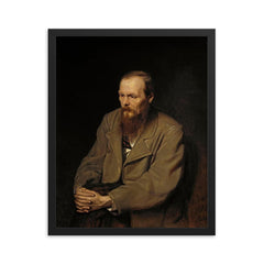 Portrait of Fyodor Dostoevsky by Vasili Perov framed print on a plain backdrop in size 16"x20".