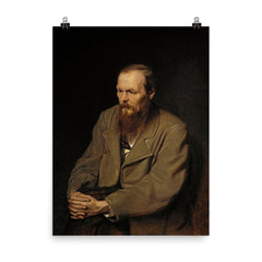 Portrait of Fyodor Dostoevsky by Vasili Perov poster on a plain backdrop in size 8"x10".