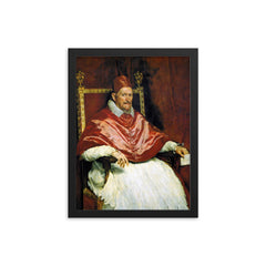 Portrait of Innocent X by Diego Velazquez framed print on a plain backdrop in size 12"x16".